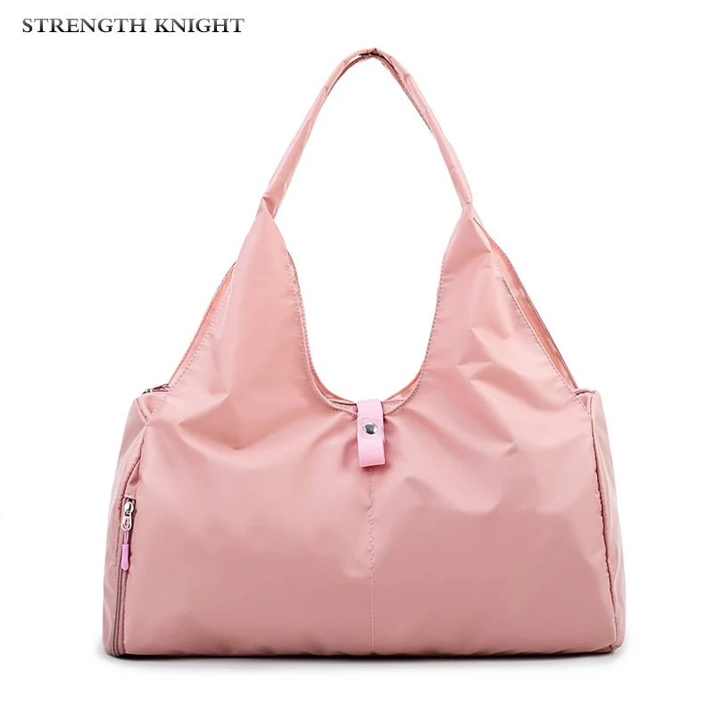 Women Fashion Sexy Pink Color Handbags Barrel-Shaped Large Capacity Travel Duffle Striped Waterproof Beach Bag Shoulder Bag