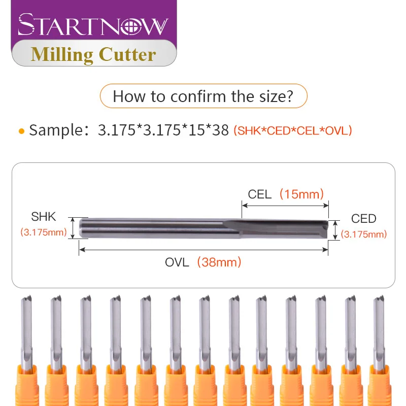 Startnow 10 шт. фрезы из карбида вольфрама с двумя канавками Прямые Биты 3 175 4 концевые