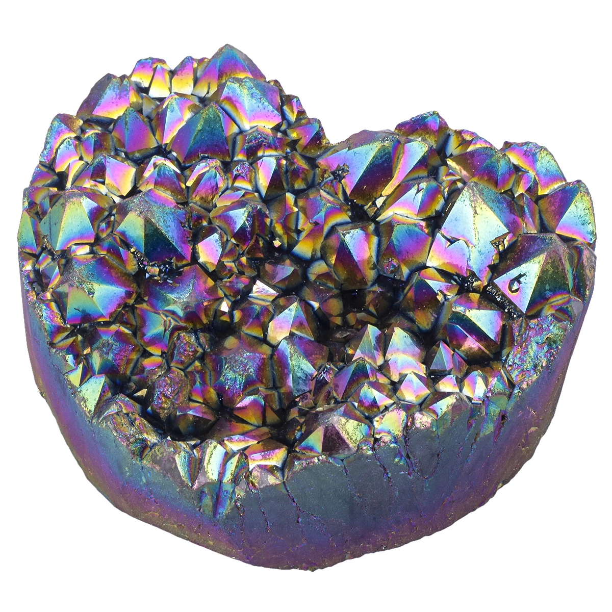 

TUMBEELLUWA в форме сердца Радужное пламя аура с титановым покрытием натуральный кристалл кварца кластер лечебный жеодовый камень образец Статуэтка