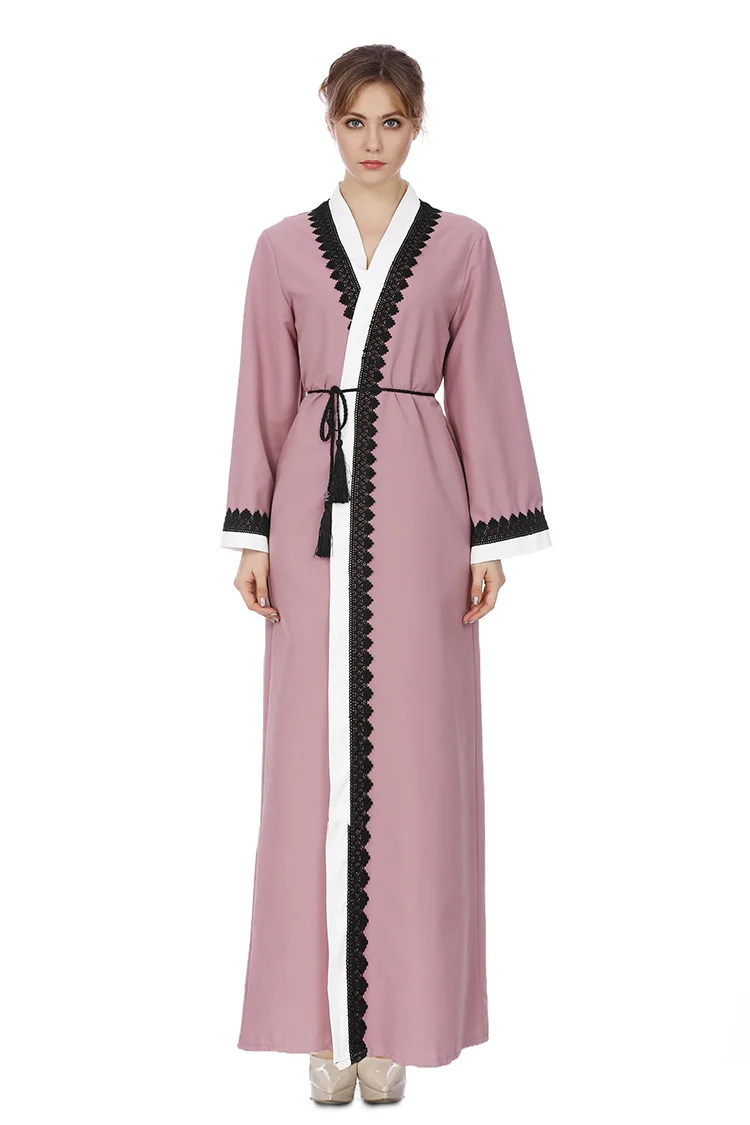 Мусульманское кружевное комбинированное пальто плащ-Кафтан для женщин Абая