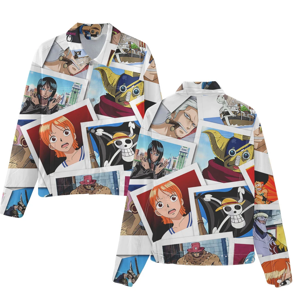 

Anime 3D printed denim jacket Unisex Spring Autumn One Piece Cosplay Costumes Luffy Jean Coats Casual Loose cowboy Sweatshirt