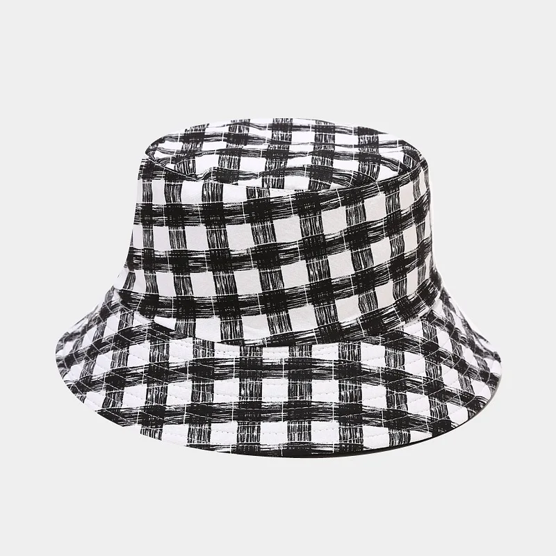 

Панама в клетку двусторонняя для мужчин и женщин, модная Панама от солнца, в Корейском стиле, для отдыха на открытом воздухе, путешествий, ле...