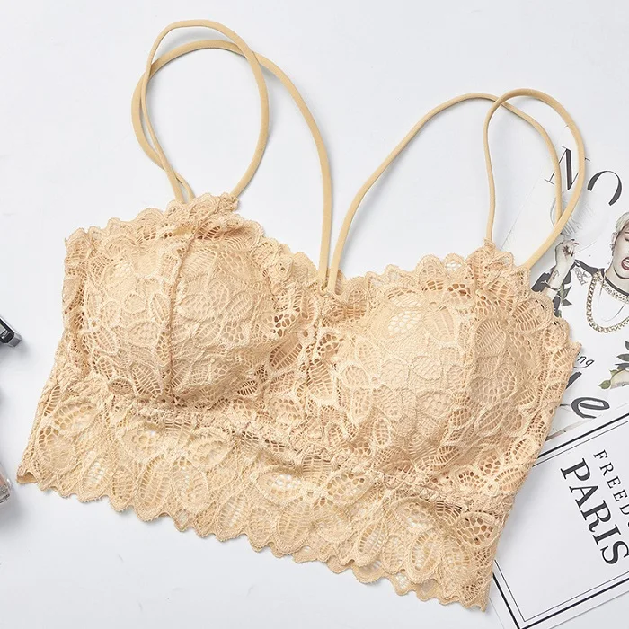 Skin DeRuiLaDy кружевной бюстгальтер с цветочным рисунком, мягкий бюстгальтер пуш-ап для женщин, сексуальное нижнее белье, корсет, нижнее белье, без косточек, прозрачный бюстгальтер, укороченный топ, бюстгальтер - Цвет: Skin