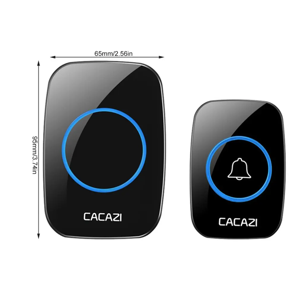 

A10 Waterproof Home Wireless Doorbell Smart LED Light Calling Bell 300M Remote Battery Button 38 Rings 1 Button 1 Receiver