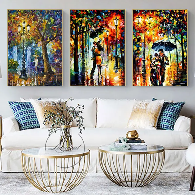 

Abstract Lovers Forest Street Rainy Canvas Oil Painting Landscape Wall Art Posters and Prints Modern Picture Living Room Decor