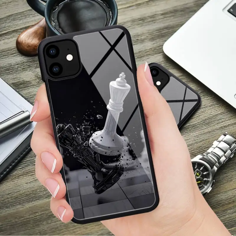 Черно-белый резиновый чехол в шахматы для телефона iphone 11 12 13 Pro Max XS 8 7 6 6S Plus X 5S SE 2020
