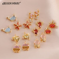 assoonas m1004diy earrings pendantsdiy necklace jewelry making accessories18k gold platedzirconcharms for women6pcslot