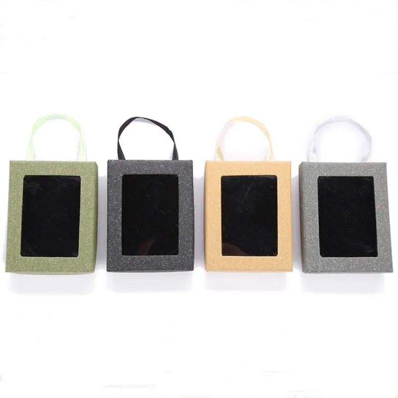 

4 colors----Open Window Necklace Earrings Ring Box 9x7x3.2cm Kraft Paper Jewelry Box Paper Jewelry Gift Box Jewellery Organizer
