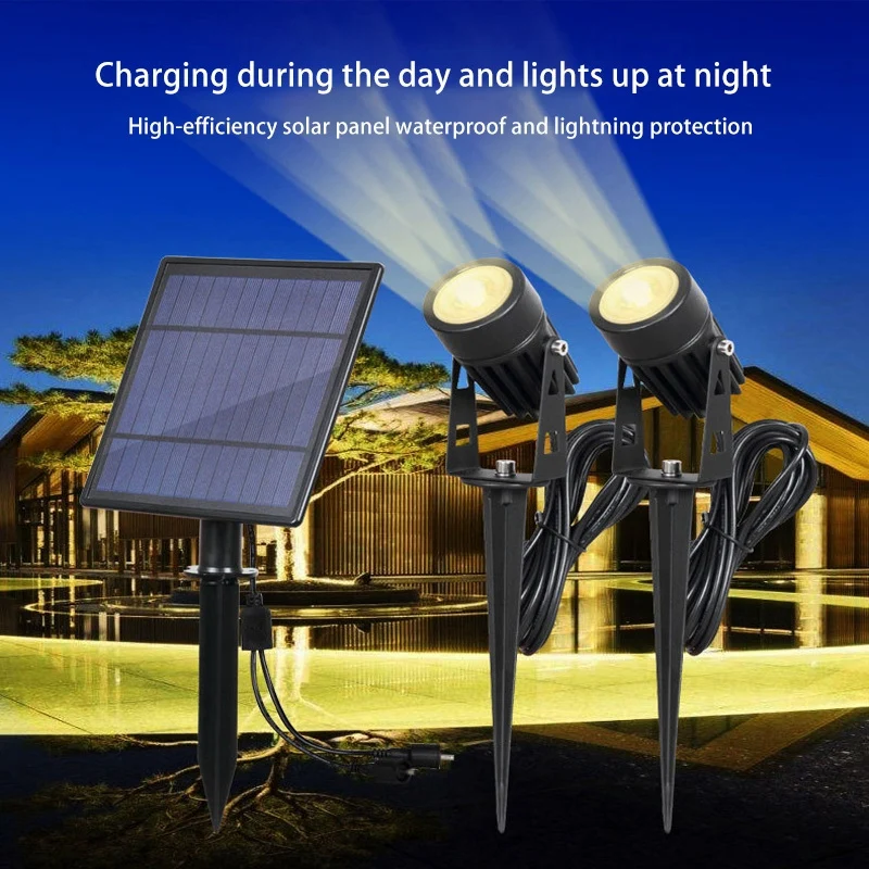 

Solar Spotlights Solar Powered 6W Adjustable Solar Pathway Lights Outdoor Waterproof Courtyard Lamp