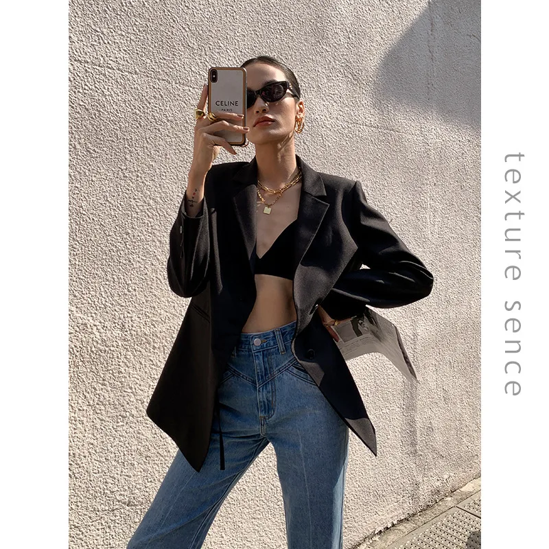 

Texture sence2021 women's coat Korean casual loose temperament suit coat women mnc135