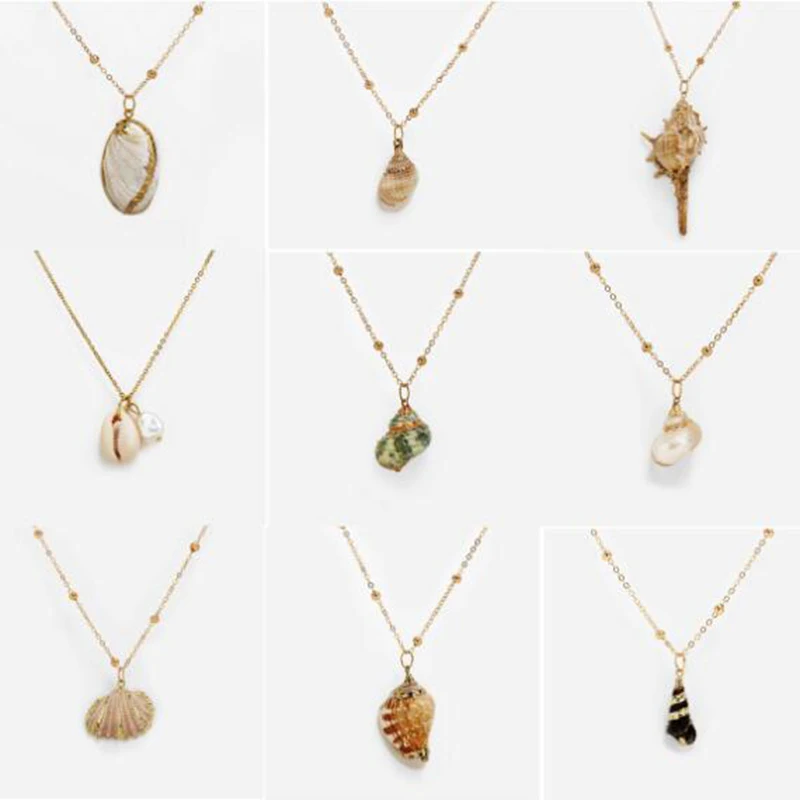 Женское Ожерелье из морской раковины Boho Conch Пляжное ожерелье с подвеской на лето