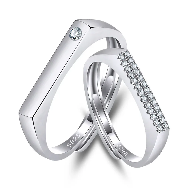

YWSHK Fashion, Simple, Exquisite, Romantic, Inlaid Full of Zircon Word Opening Men's and Women's Wedding Ring Jewelry Gift
