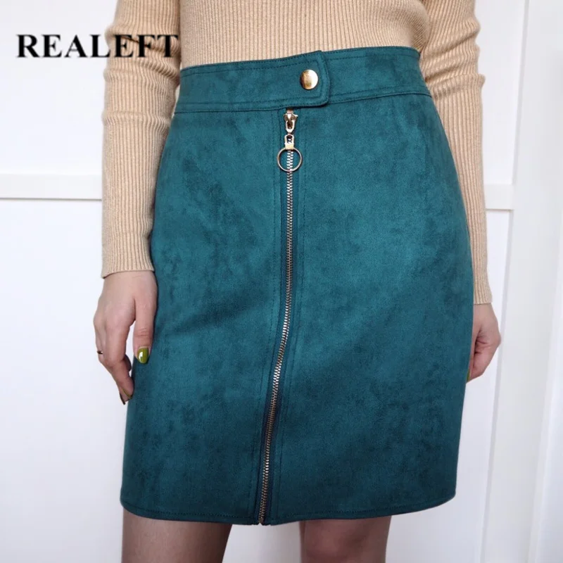 Женская замшевая мини юбка карандаш Осень зима|Женские юбки| |