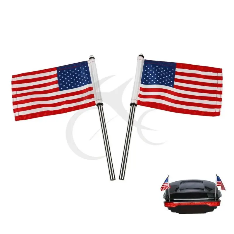 

Motorcycle Flagpoles W/ American USA Flags Fit For Harley Tour Pak CVO Road Street Glide 2014-2020