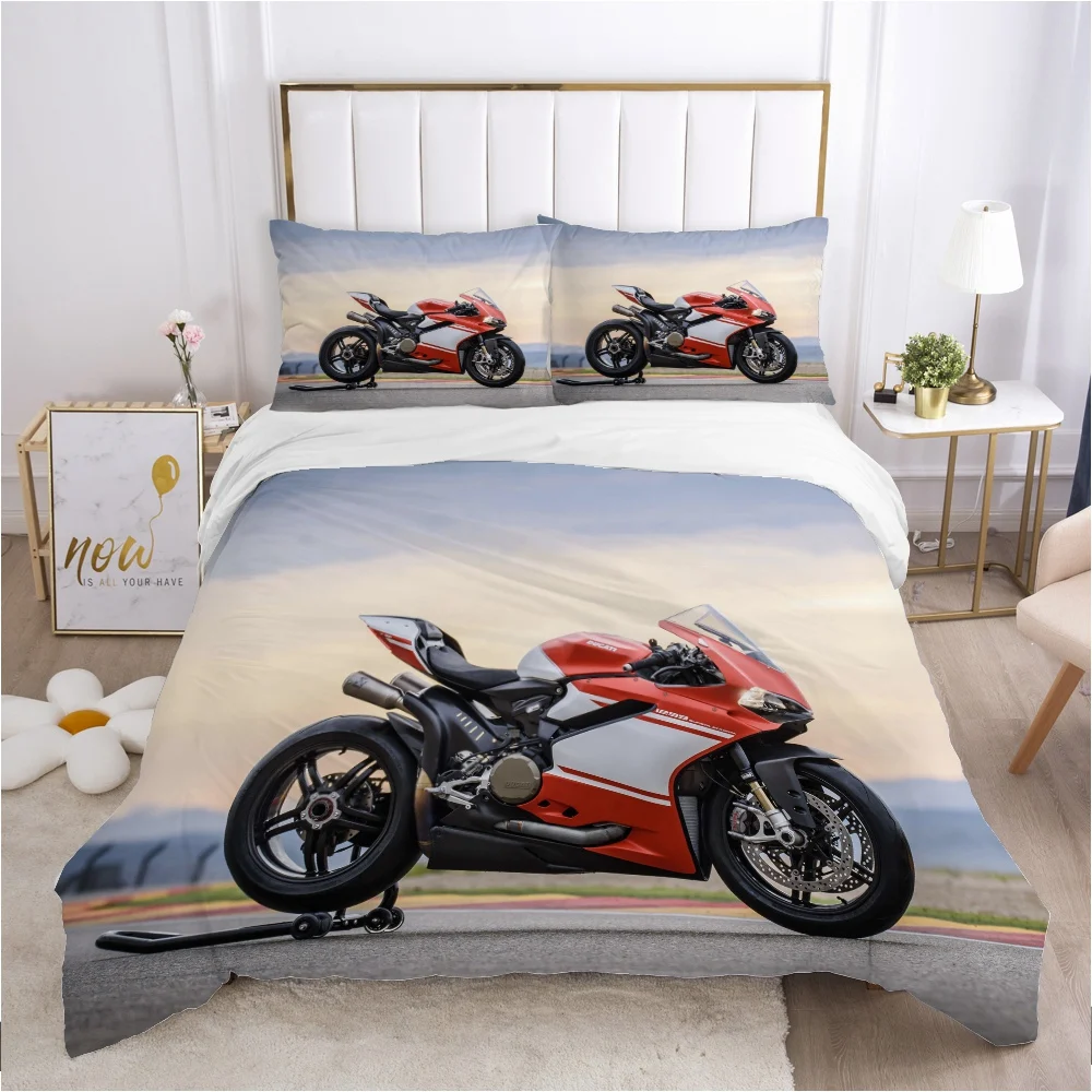 

Bedding set Queen King Full Double Duvet cover set pillow case Bed linens Quilt cover 240x220 240*260 Car Red motorcycle