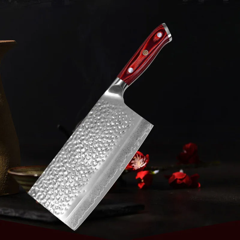 

7 Inch Slicing Knife 67 Layers Damascus VG10 Steel Handmade Forged Sharp Butcher Cleaver Chinese Chef Kitchen Knives Wood Handle