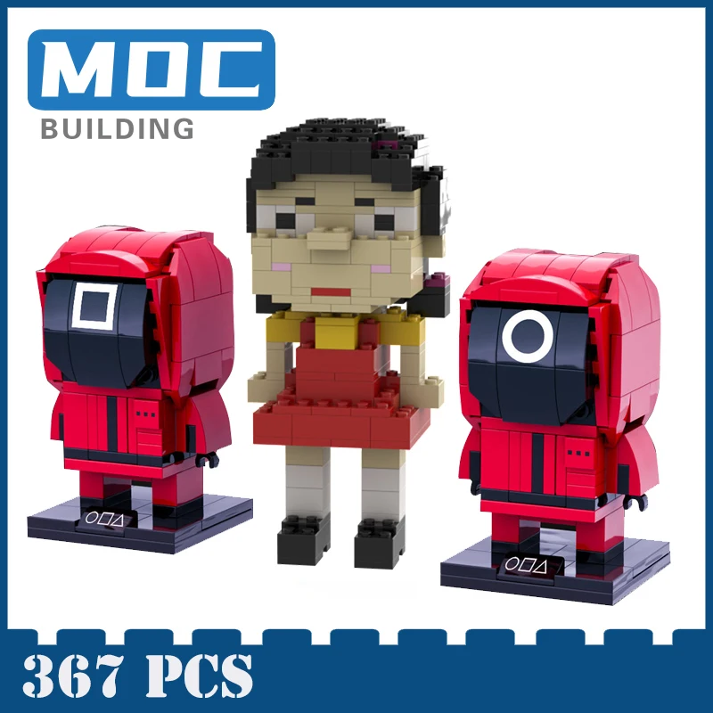 

MOC Building Blocks Film Series Game Character Wooden People Red Masked Brickheadz Kid Toys Gift