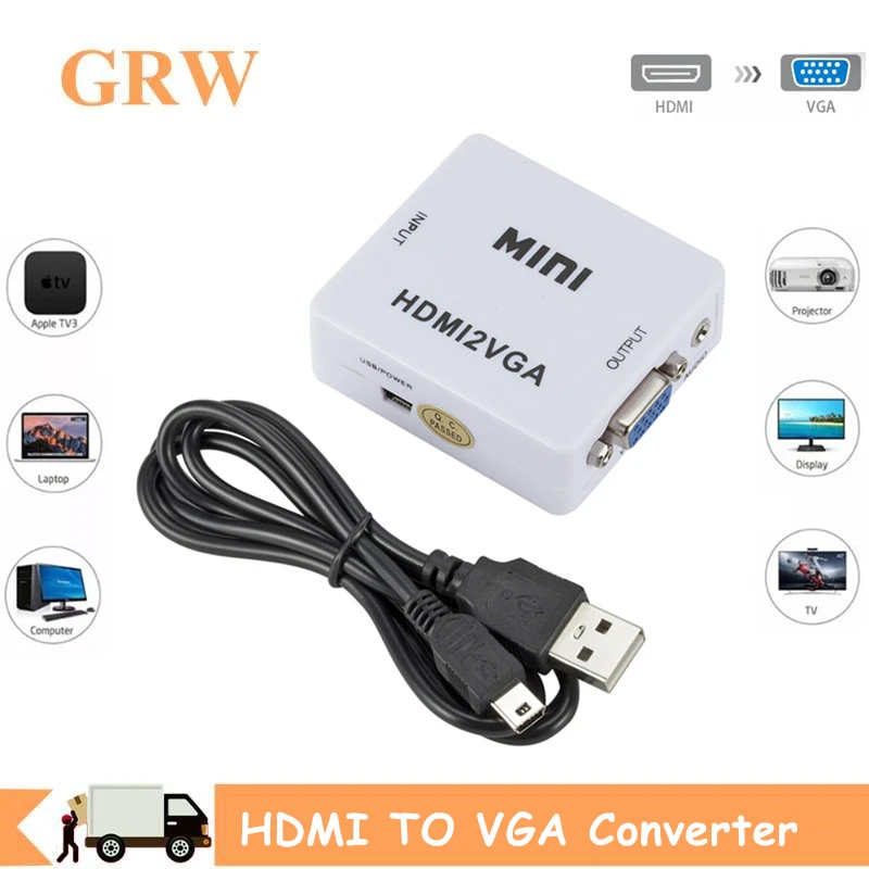 Преобразователь Grwibeou HD 1080P MINI HDMI в VGA с аудио видео бокс адаптер для Xbox360 DVD ПК