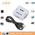 Преобразователь Grwibeou HD 1080P MINI HDMI в VGA с аудио HDMI в VGA видео бокс адаптер для Xbox360 DVD ПК HDMI в VGA конвертер