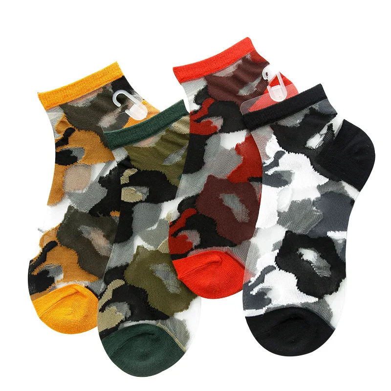 

4 Pairs Ladies New Thin Glass Stockings Fashion Color Matching Spring And Summer Tide Socks Crystal Women Socks
