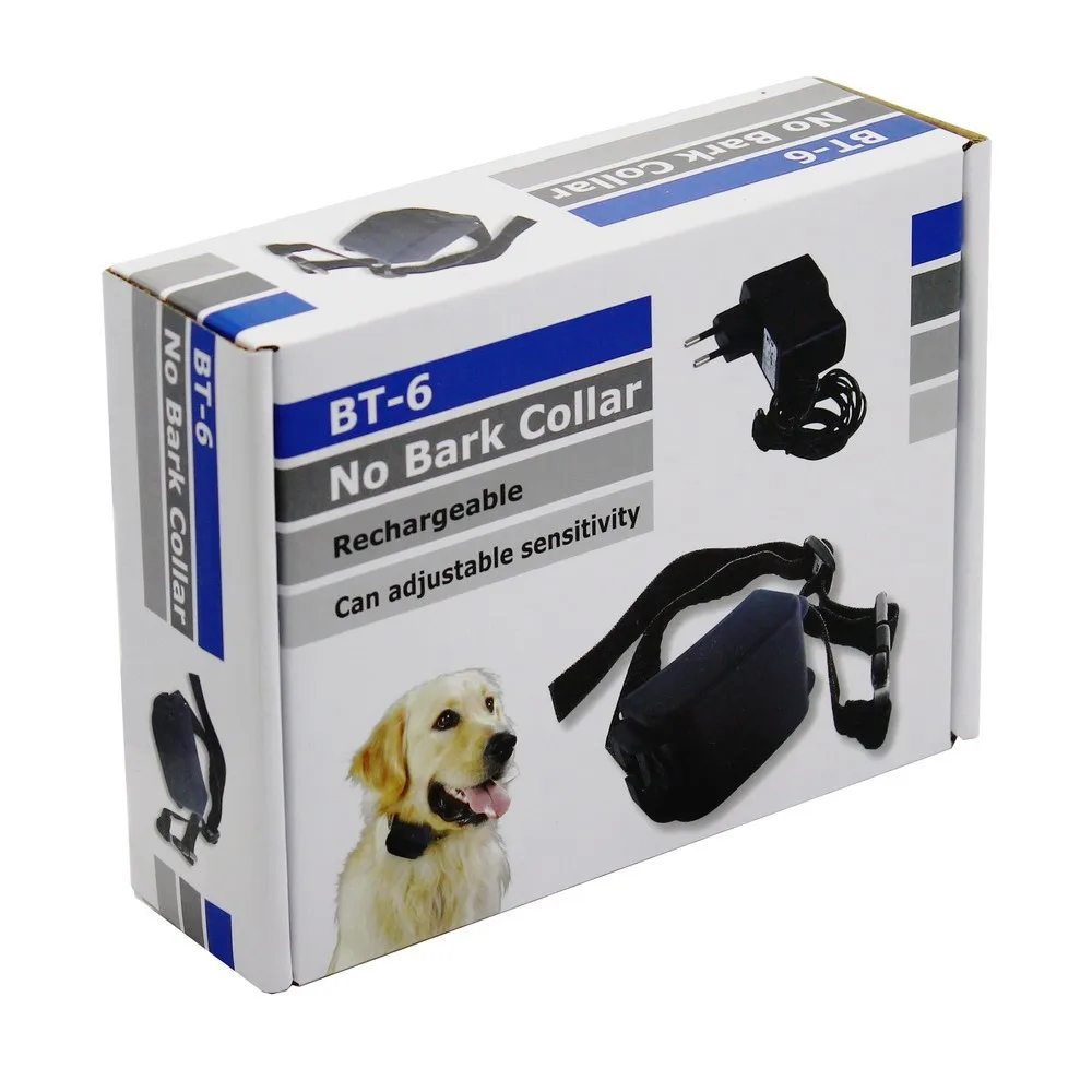 

Pet Anti Bark Stop Collar Dog Training Collars Rechargeable Electric Shock Sound Auto BT-6 Bark Sensitivity Adjustable Anti