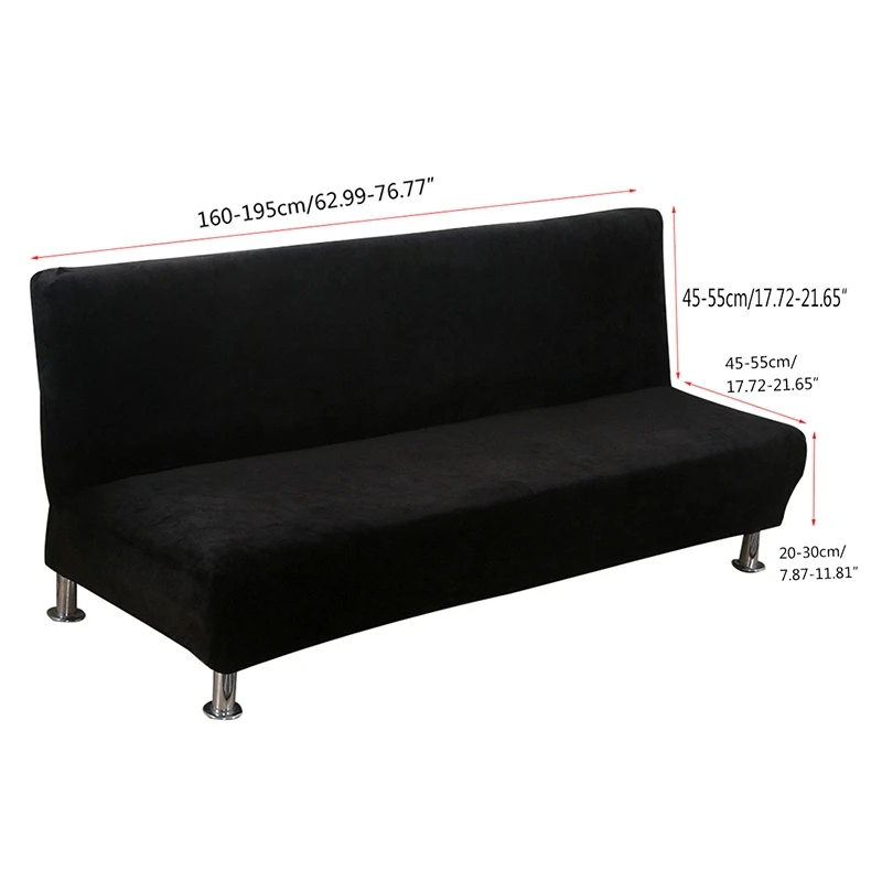 

Plush Sofa Bed Cover Soft Armless Sofa Bed Slipcovers Stretch Folding Seat Slipcover Solid Color Settee Covers Capa De Sofa