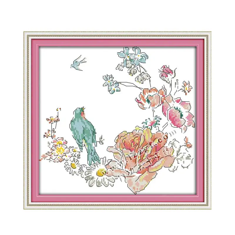 

Full of singing birds and of sweet-scented flowers (4) cross stitch kit 18ct 14ct 11ct count printed canvas stitching embroidery