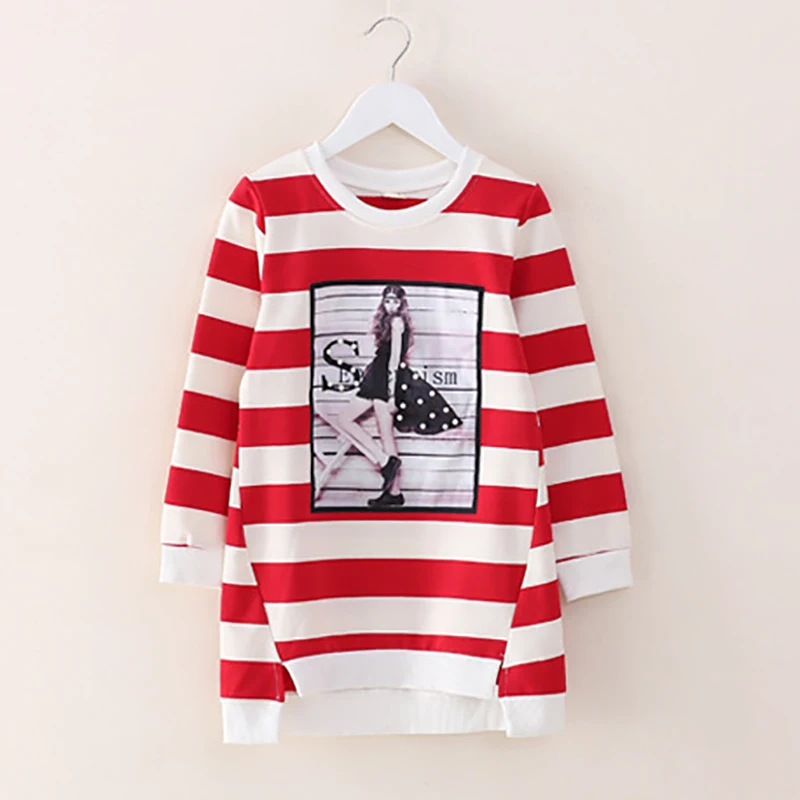 3 4 5 6 7 8 9 10 11 12 Year Girls Dress Striped Casual Kids Clothes for Girl Long Sleeve O-neck Children Shirt Dresses Clothing | Детская