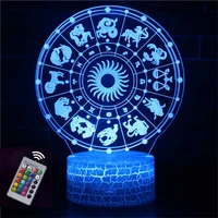 twelve constellation series lamp illusion 3d night light remote control colorful desk table lamp gifts toys for birthday xmas