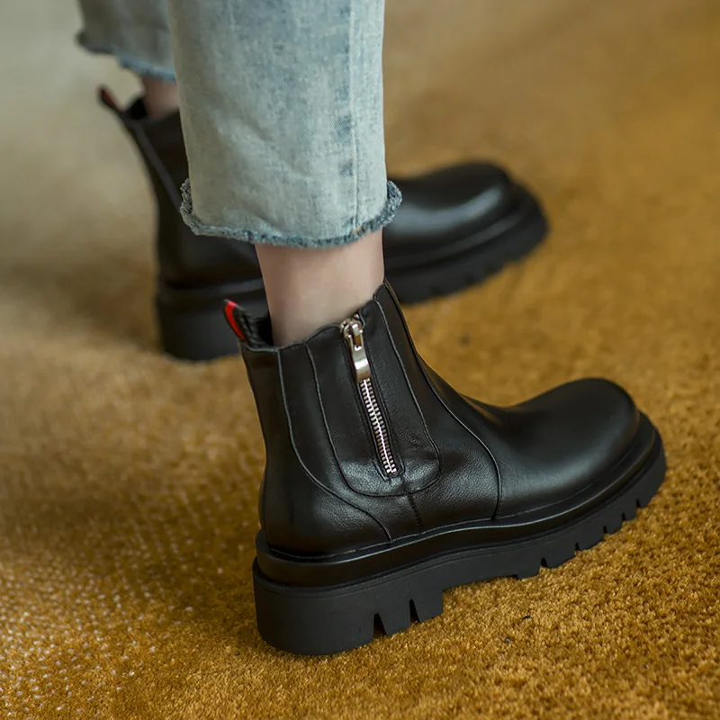 Женские ботильоны из натуральной коровьей кожи Mordoan на толстой подошве в