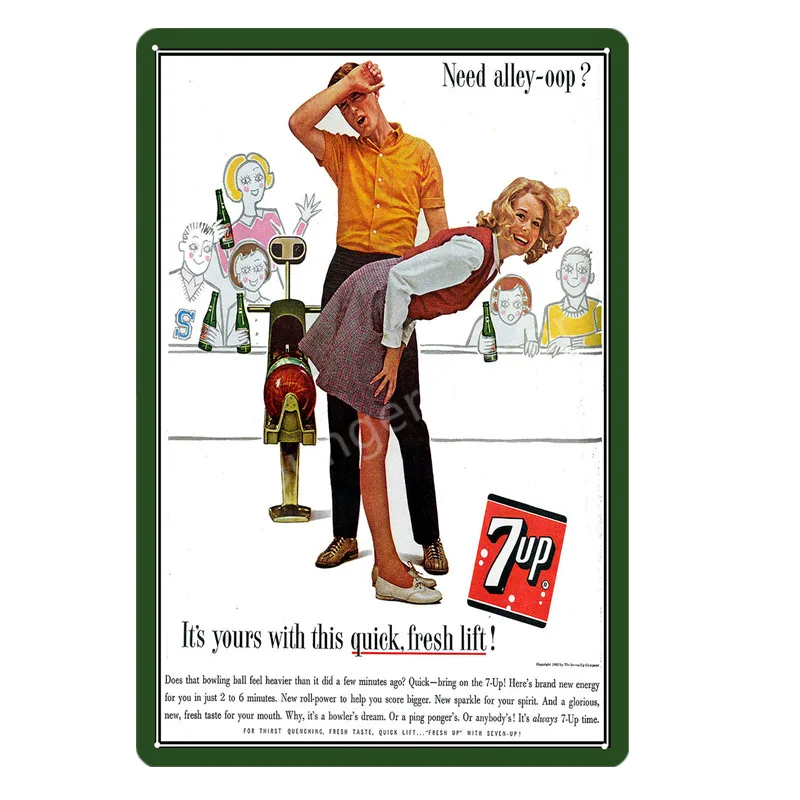 YD1571EI Безалкогольные 7up металлические жестяные знаки 7 UP ВИНТАЖНЫЙ ПЛАКАТ Искусство Настенная Наклейка картина бар паб кафе украшение домашний декор в стиле ретро YI-052 - Цвет: YD1571EI