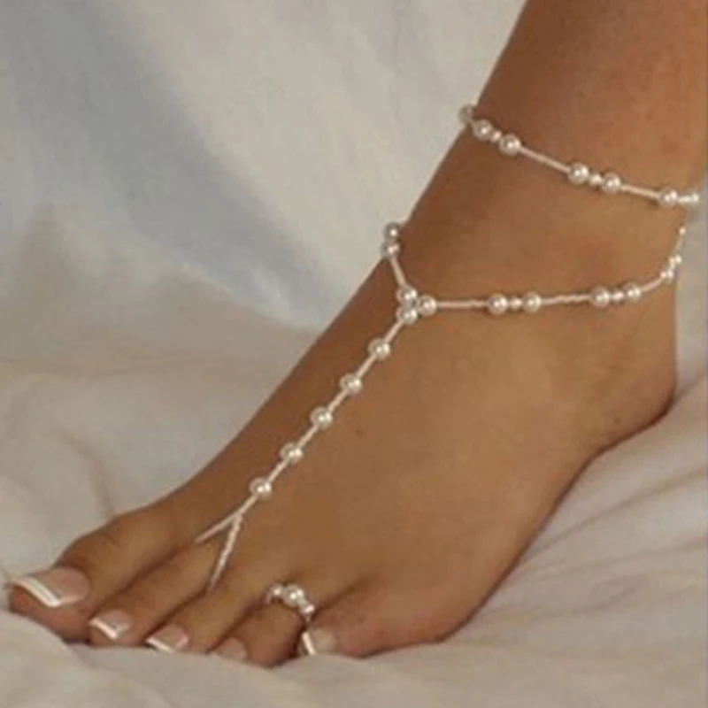 

Fashion Imitation Pearl Anklet Bracelet Beach Barefoot Sandal Anklet For Women Jewelry Spring Summer Autumn Foot Accessories