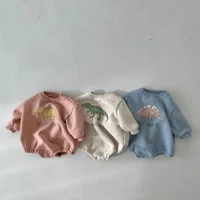 milancel 2021 winter new baby bodysuits dinosaur toddler one piece infant boys fleece bodysuits fur lining girl clothing