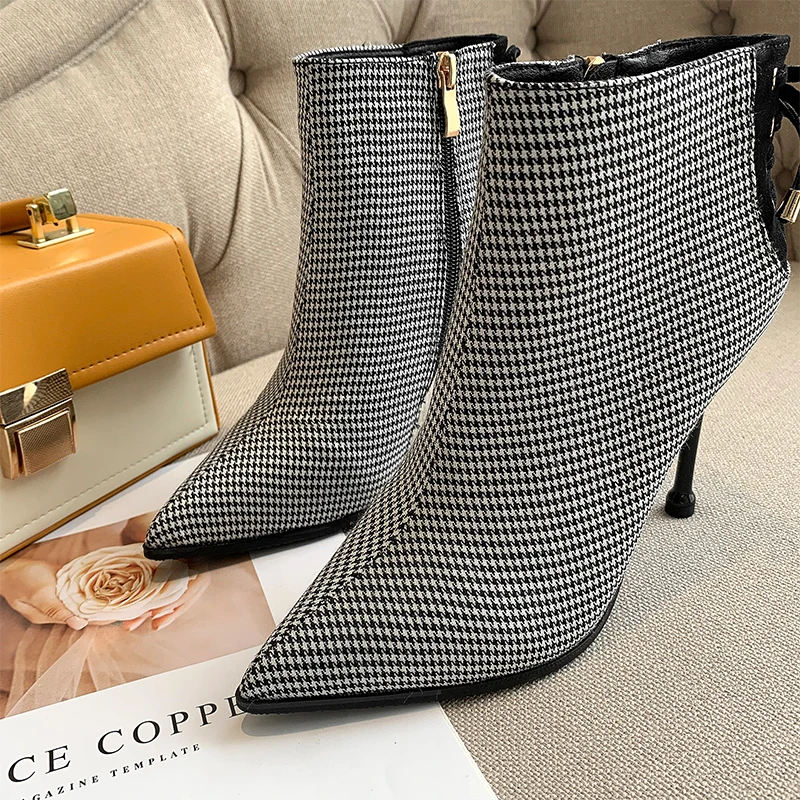 Ankle boots for women high heel black 2020 chelsea Autumn Winter Warm Women Boots Pointed |