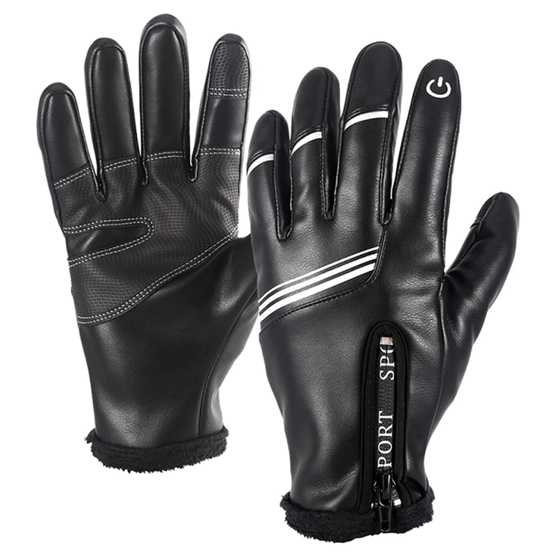 

Winter Pu Leather Press Sn Smartphone Cycling Gloves Motorcycle Gloves Bicycle Gloves Waterproof Thermo