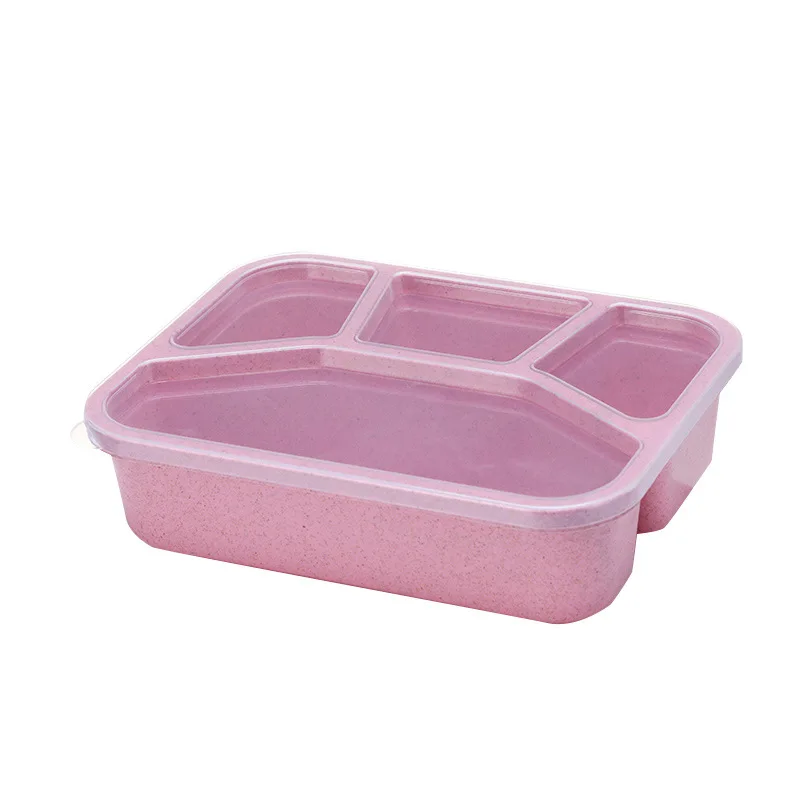 

Wheat Stalk Lunch Box Food Container Microwave Bento Box Portable 4 Grids Picnic Lunch Box Kitchen Tableware