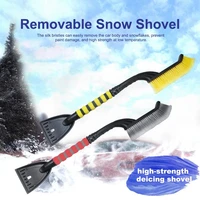 winter car vehicle windshield snow removal shovel auto removable snow brush ice scraper with silk bristles snow removal artifact