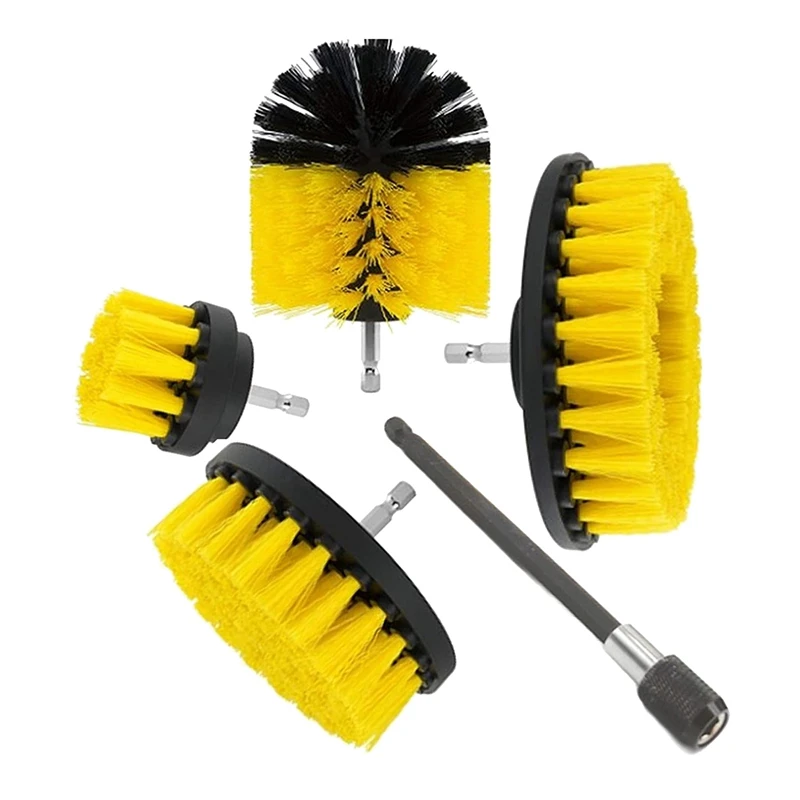 

Household Cleaning Brush Set(5 Pcs)with 2inch,3.5inch,4inch,Chuck Extender and 5inch Large Brush to Use with Your Drill