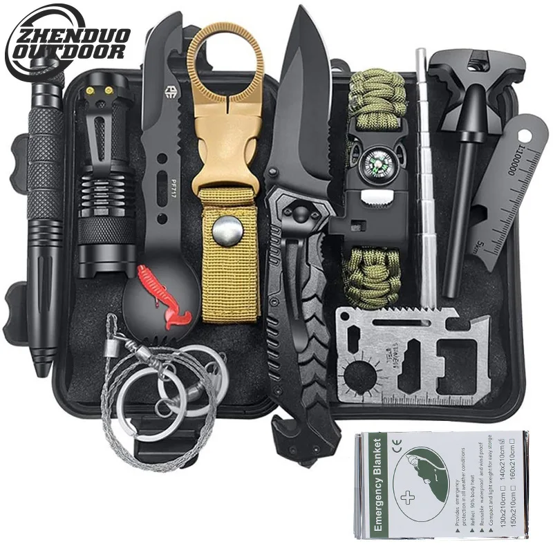 

SET Multitool Folding Pocket Knife multi pliers and LED Flashlight outdoor camping hand tools set with Box Field emergency tools