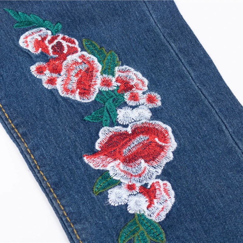 

Summer Stretch Ripped Jeans Woman High Waist Trousers Female Plus Size Embroidery Elastic Sexy Denim Mujer Skinny Pencil Pants