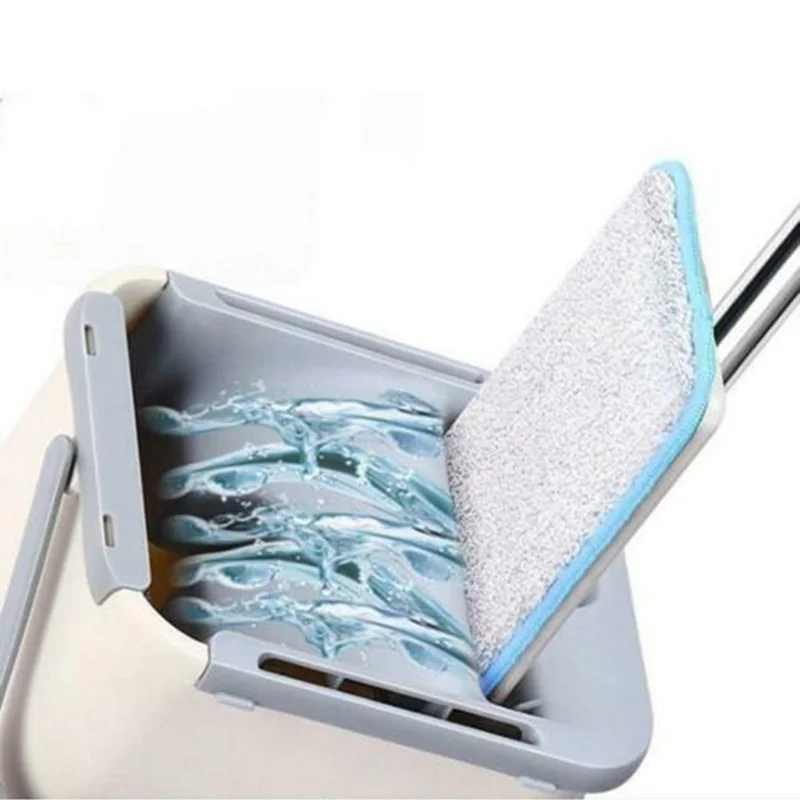 Mop Bucket System Handsfree Squeeze 2 in 1 Wash Dry with Reusable Flat Pads P666 | Дом и сад