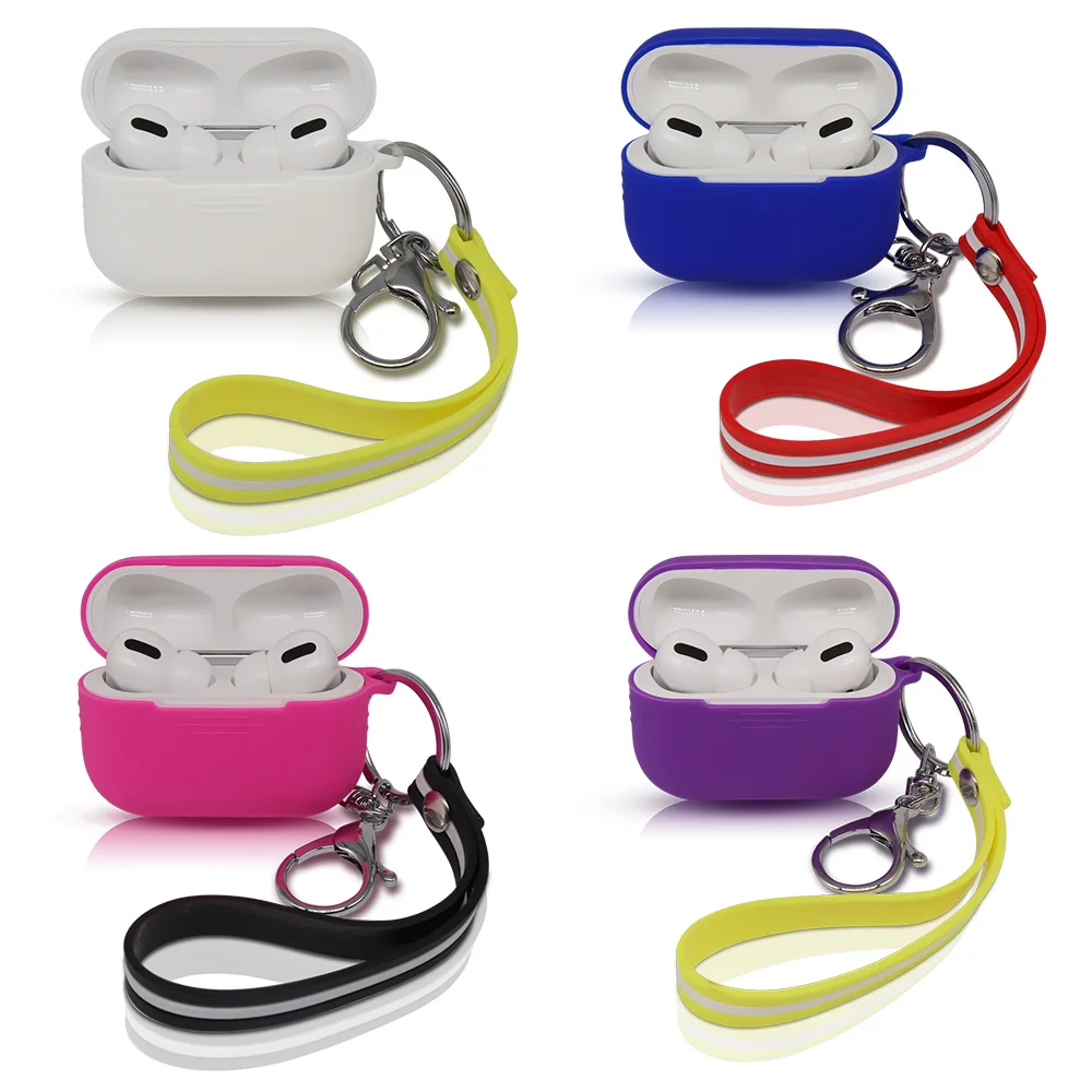Силиконовый чехол для Airpods Pro беспроводные Bluetooth наушники с брелоком Airpod3 защитный