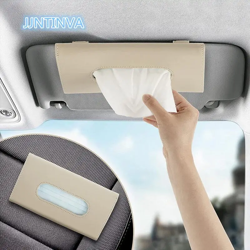 

Car Tissue Mask Holder,Black PU Leather Tissue Box, Sun Visor Napkin Holder, Hanging Car Visor Tissue Holder for Universal Auto