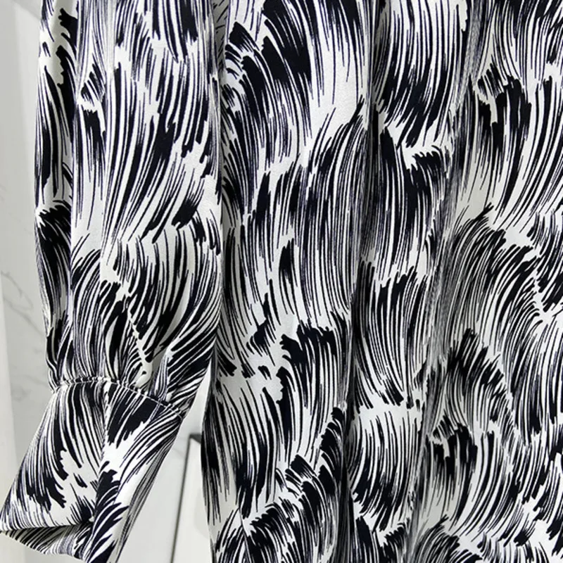 

DEAT 2021 New Autumn And Fashion Casual Long Sleeve High Waist Print Loose Button Slim Long Dress Women SG723