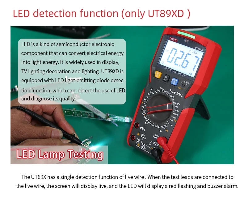 UNI-T UT89XD Цифровой мультиметр истинный среднеквадратичный Тестер Вольтметр переменного тока постоянного тока Амперметр 1000 В 20A Емкость Сопротивление частоты светодиодный измеритель