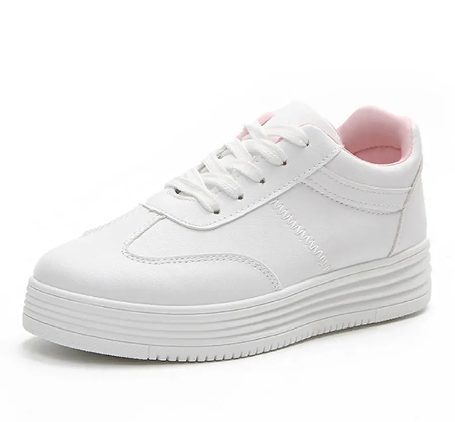 

Platform sneakers woman shoes 2020 breathable pu leather lace-up solid causal shoes women sneakers canvas shoes zapatillas mujer