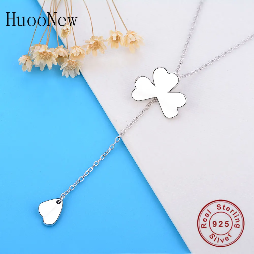 Женское колье чокер из стерлингового серебра 925 пробы с четырехлистным сердечком