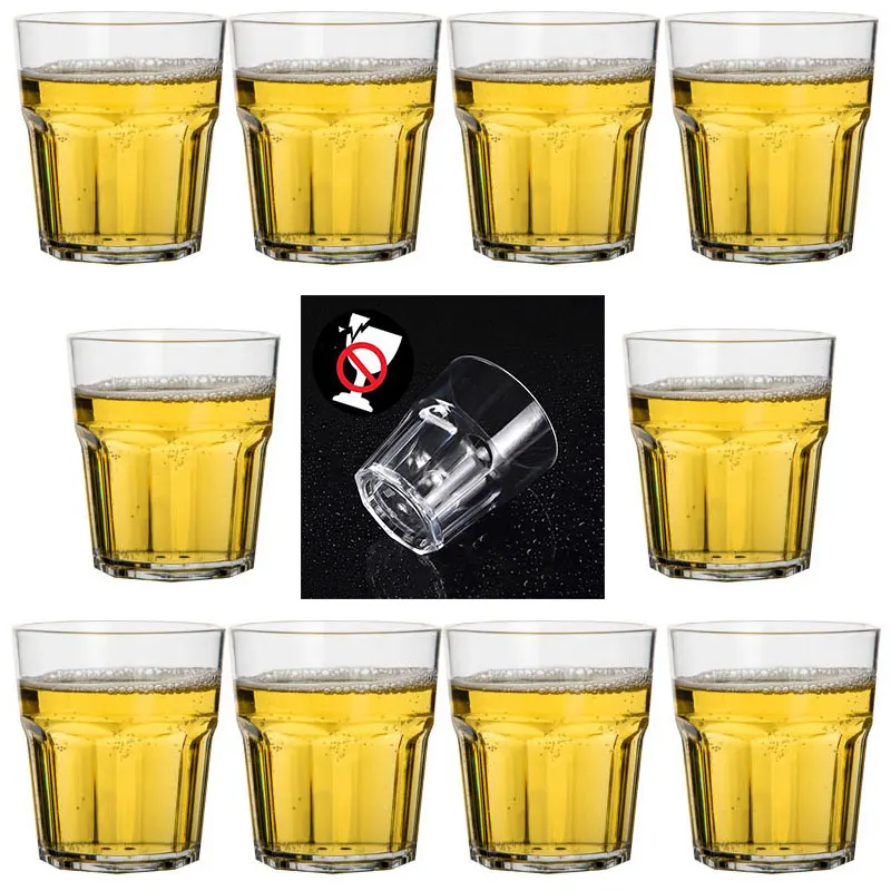 

Daily Use Plastic Unbreakable Cups for Party Bar Family Stackable Juice Glasses Set Drinking Glasses For Soda Milk Beer Spirits