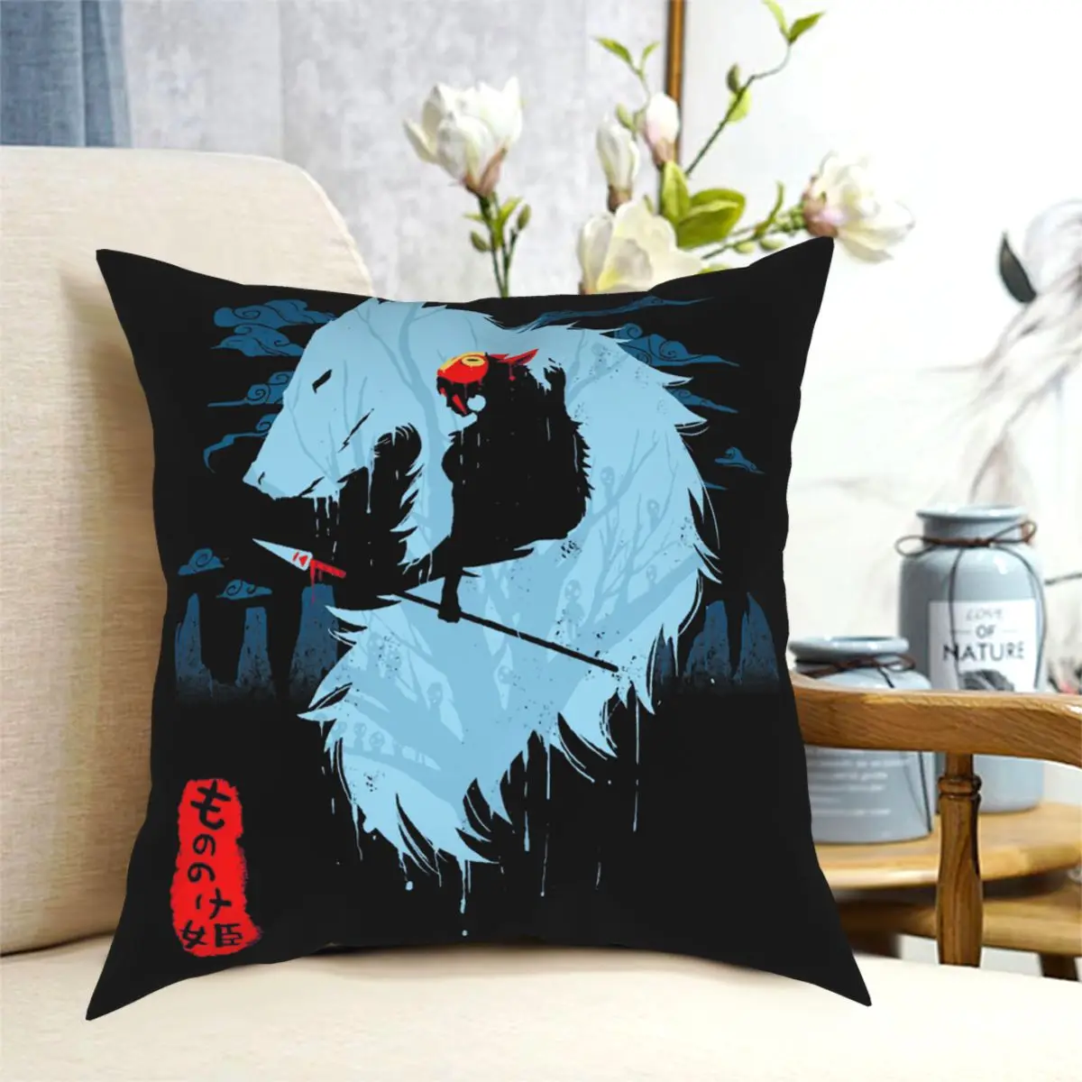 

Wolf Princess Mononoke Hayao Miyazaki Pillowcase Printing Polyester Cushion Cover Gift Throw Pillow Case Cover Home 40*40cm