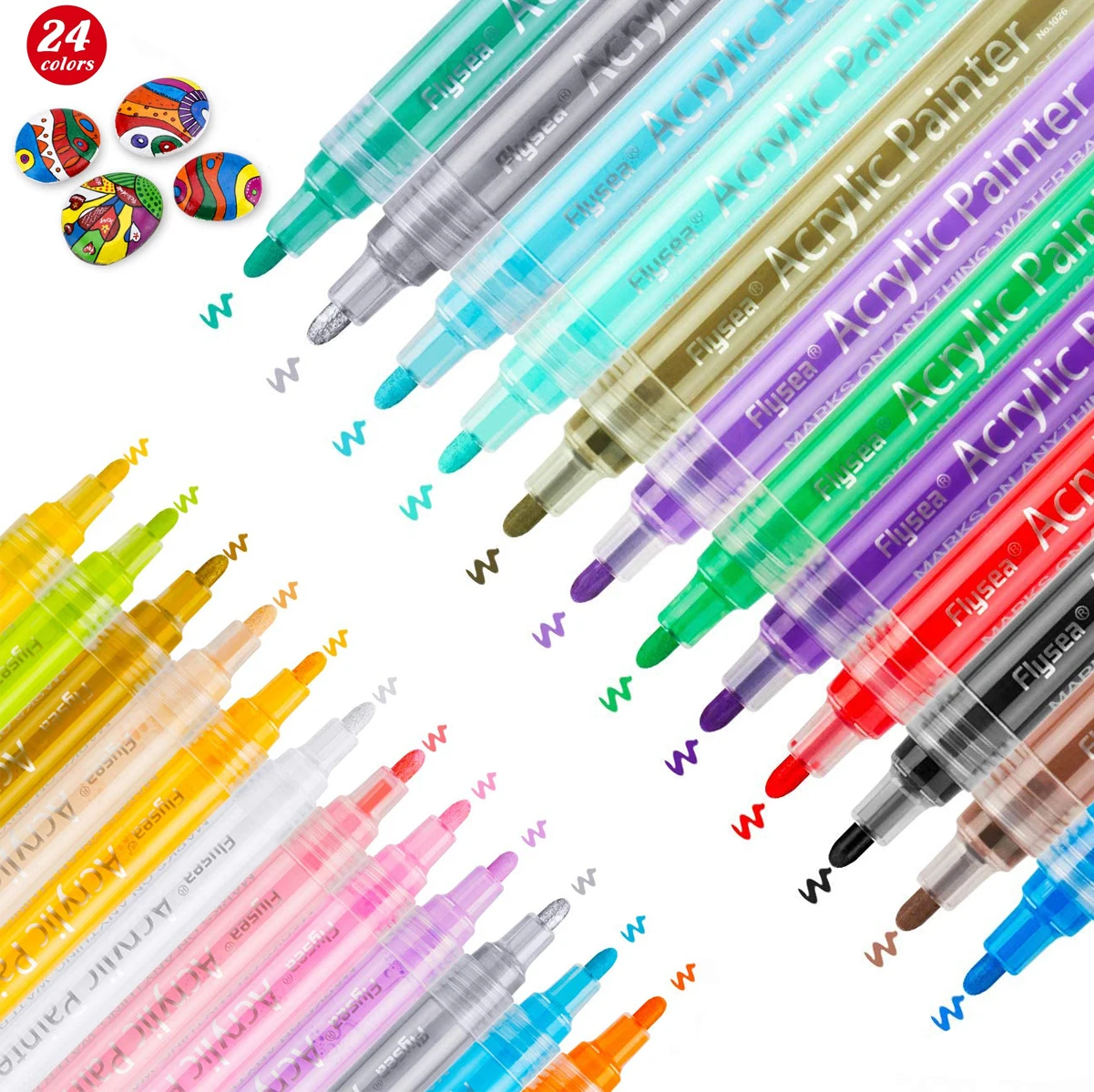 NEW TY Acrylic Paint Pens Waterproof Acrylic Marker Pens Set, 15/24 Colors Acrylic Pens for DIY Rock, Stone, Ceramic, Glass,